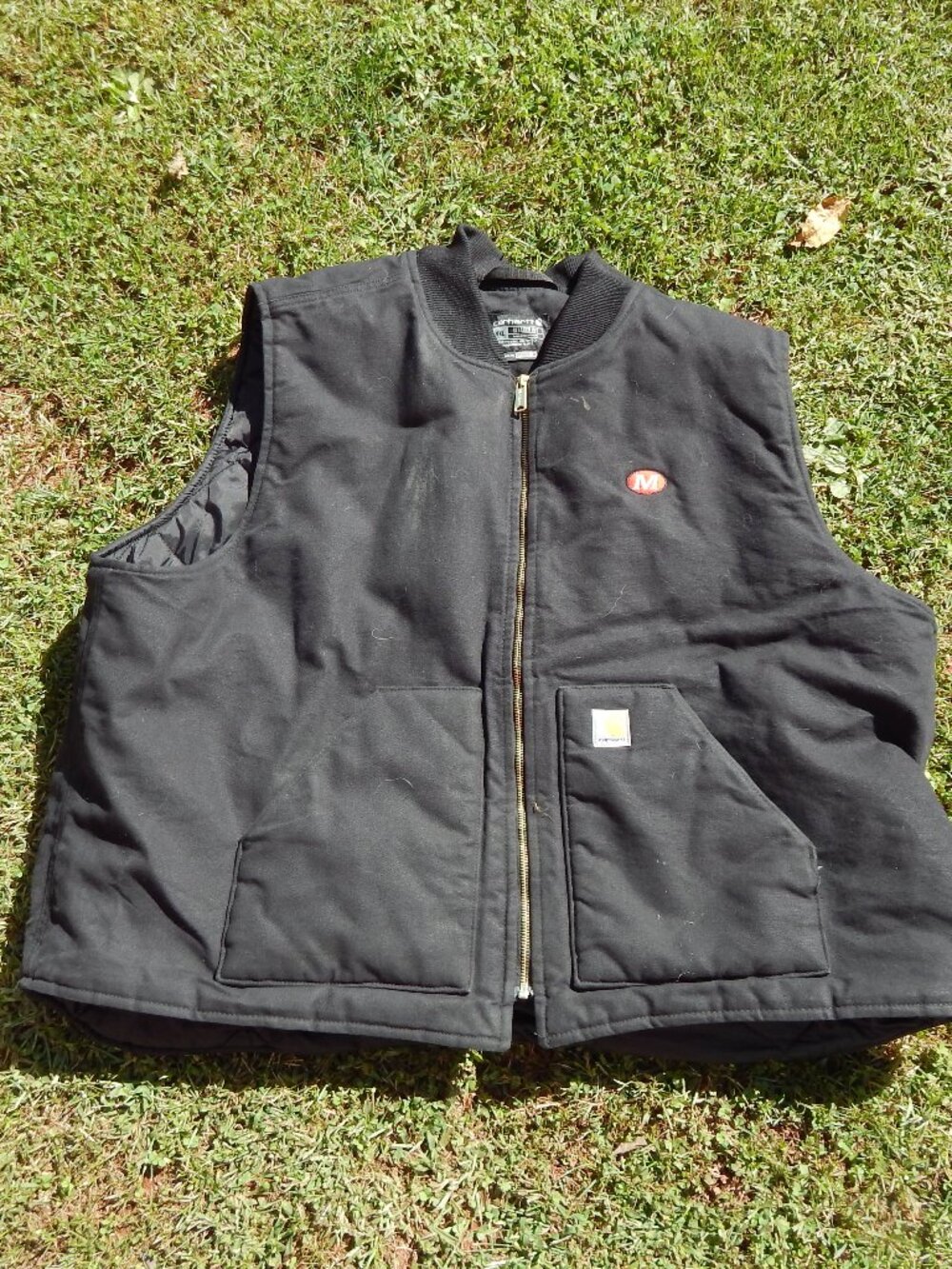 Carhartt Quilted Lined Duck Vest, Black, Relaxed Fit 0V0001-M Workwear w/Logo
